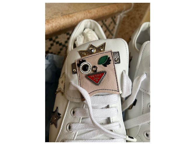 Sneakers Prada in pelle bianca Bianco - vista 2