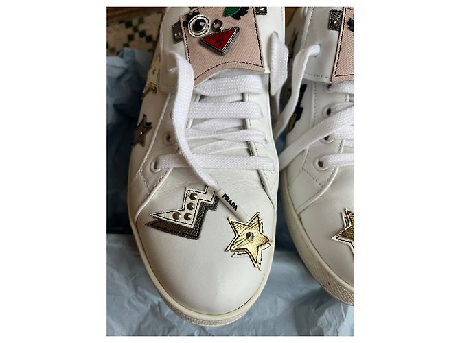 Sneakers Prada in pelle bianca Bianco - vista 3