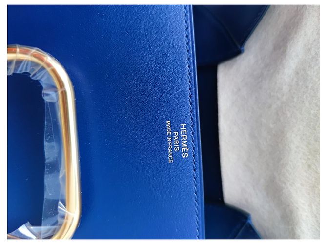Hermès Hermes Della Cavalleria in pelle di vitello Blue Tadelakt con GHW - vista 3
