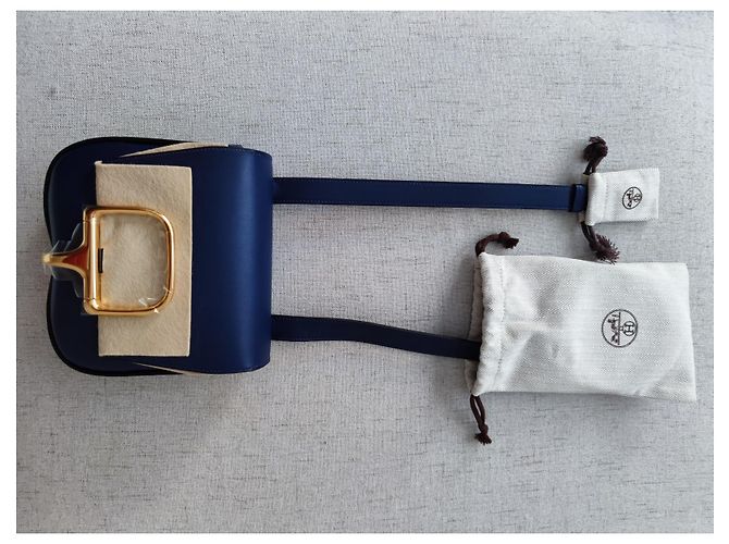 Hermès Hermes Della Cavalleria in pelle di vitello Blue Tadelakt con GHW - vista 6
