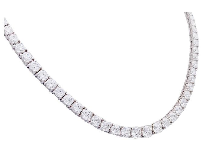 inconnue Collier rivière diamants en or blanc. - vue 4