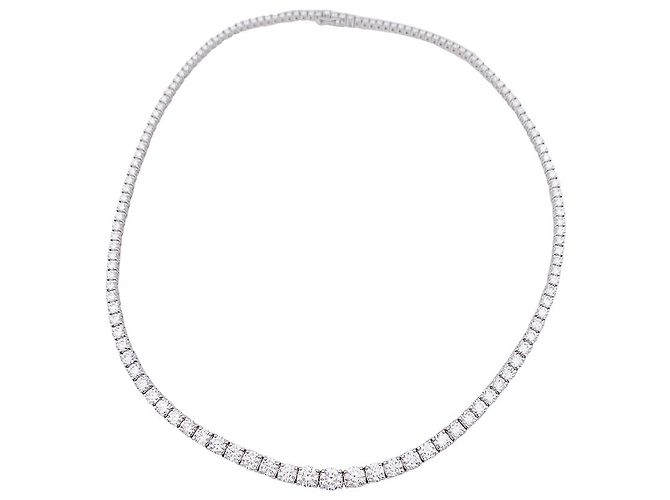 inconnue Collier rivière diamants en or blanc. - vue 5