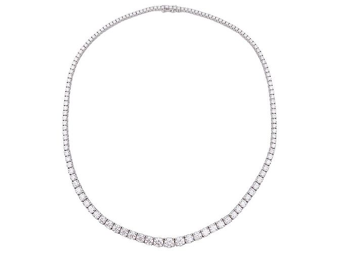 inconnue Collier rivière diamants en or blanc. - vue 6