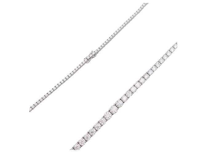inconnue Collier rivière diamants en or blanc. - vue 7