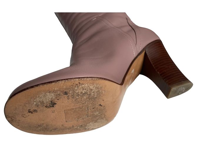 Botas altas de cuero Valentino Rockstud Beige - vista 10