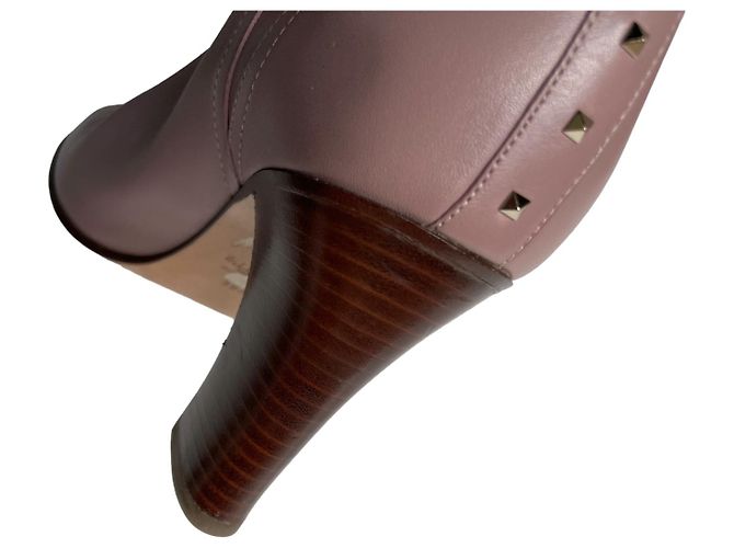 Botas altas de cuero Valentino Rockstud Beige - vista 11