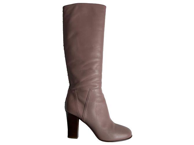 Botas altas de cuero Valentino Rockstud Beige - vista 14