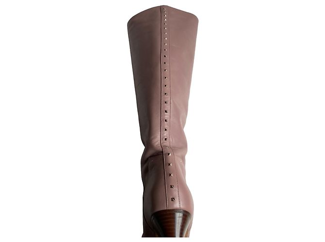 Botas altas de cuero Valentino Rockstud Beige - vista 17
