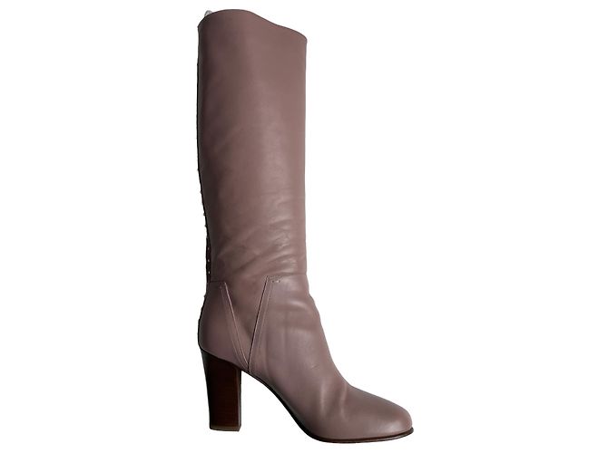 Botas altas de cuero Valentino Rockstud Beige - vista 18