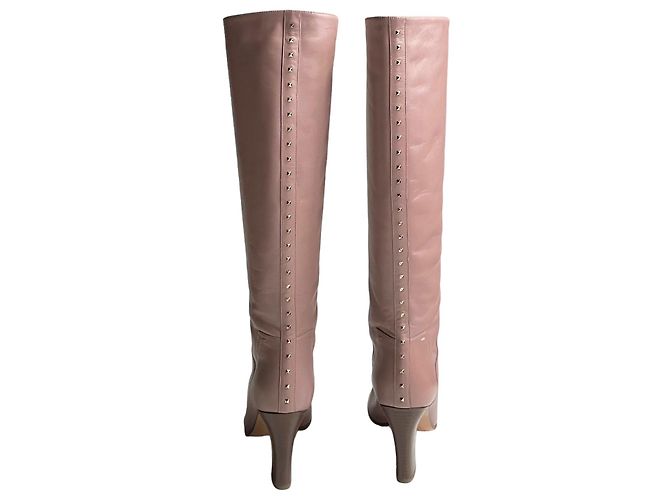 Botas altas de cuero Valentino Rockstud Beige - vista 2