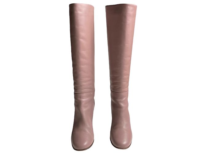Botas altas de cuero Valentino Rockstud Beige - vista 5