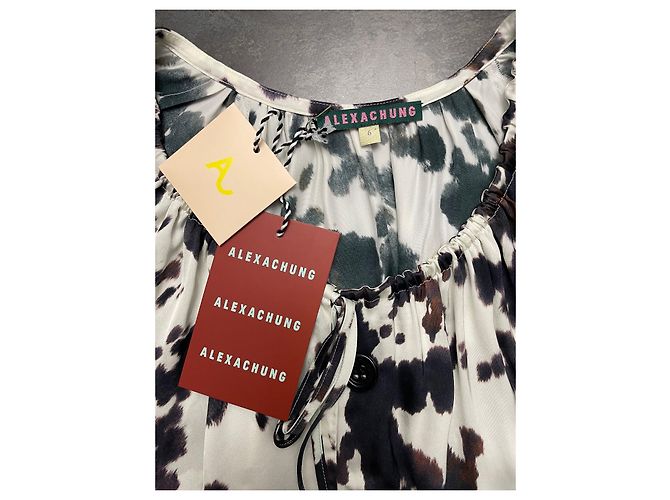 Camicetta Alexa Chung Marrone e Crema in Viscosa Crudo - vista 2