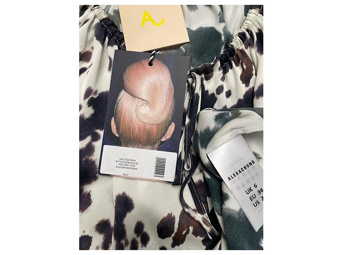 Camicetta Alexa Chung Marrone e Crema in Viscosa Crudo - vista 3