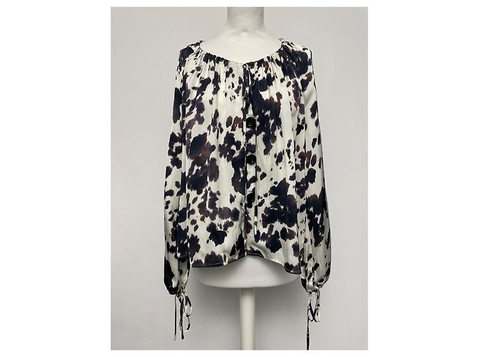 Camicetta Alexa Chung Marrone e Crema in Viscosa Crudo - vista 5