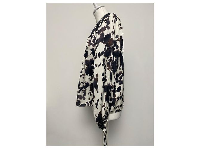 Camicetta Alexa Chung Marrone e Crema in Viscosa Crudo - vista 6