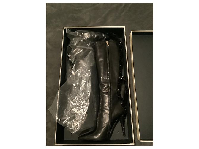 Yves Saint Laurent Botas de piel negras Y ves-Saint-Laurent Negro - vista 3