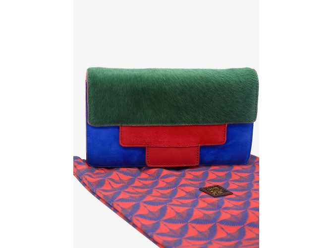 Jamin Puech Portefeuille color block vert - vue 3