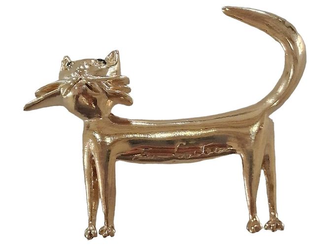 Autre Marque Spilla Le Chat di Jean Cocteau - Gioiello timbrato con custodia originale - Nuova D'oro - vista 2