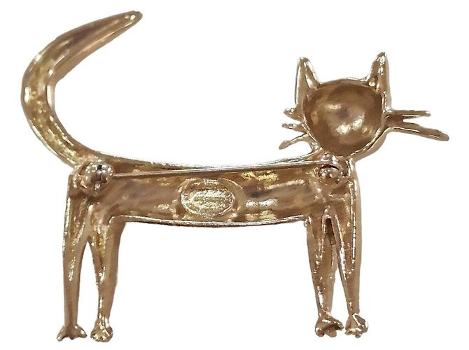 Autre Marque Spilla Le Chat di Jean Cocteau - Gioiello timbrato con custodia originale - Nuova D'oro - vista 3