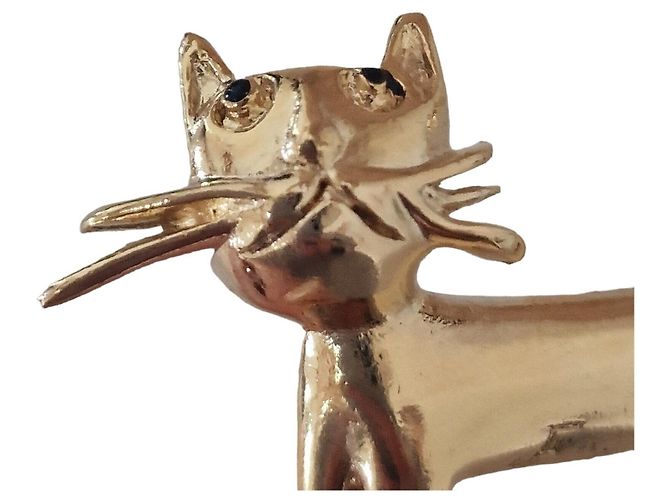 Autre Marque Spilla Le Chat di Jean Cocteau - Gioiello timbrato con custodia originale - Nuova D'oro - vista 5
