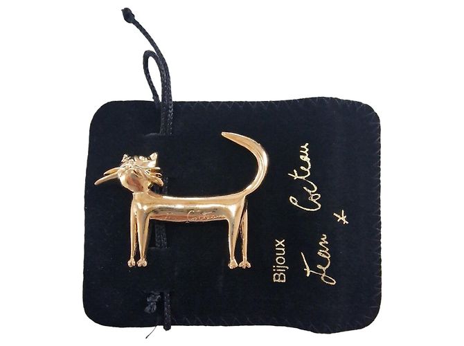 Autre Marque Spilla Le Chat di Jean Cocteau - Gioiello timbrato con custodia originale - Nuova D'oro - vista 6