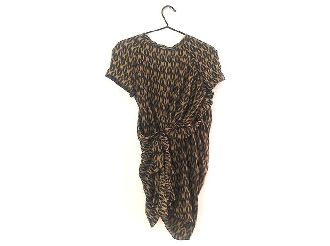 Top túnica drapeado de seda Isabel Marant Etoile estampado ikat caramelo - vista 2