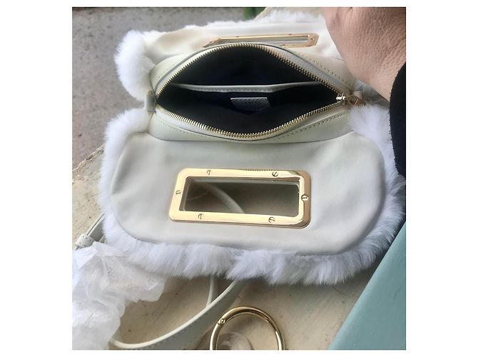 Borsa a mano Lancel Cocoon Mini in Pelliccia Bianca Bianco - vista 3