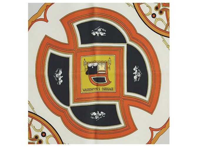 Quadratischer Schal von Hermès 90 Washington-Wagen 1981 Farbe Grau - Ansicht 4