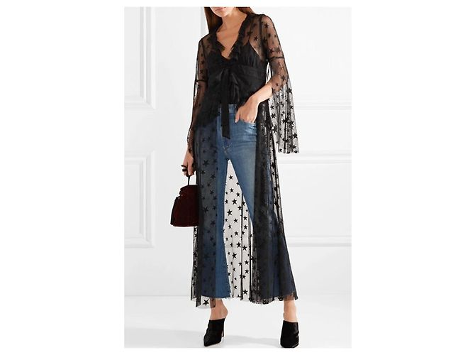 Anna Sui abrigo ligero de tul con estrella fugaz Negro - vista 3