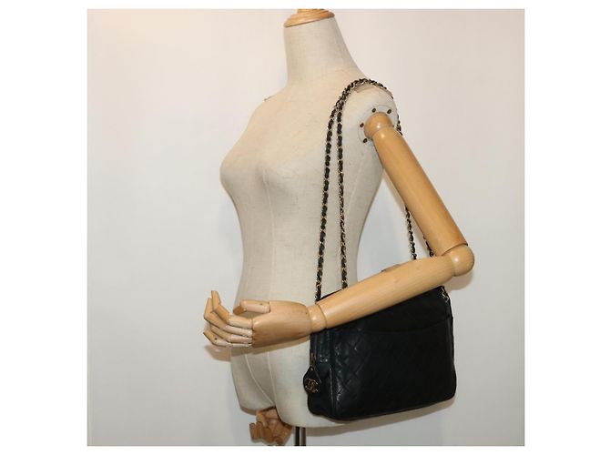 CHANEL Borsa a tracolla con catena Pelle di agnello Nero CC Auth bs7954 - vista 23