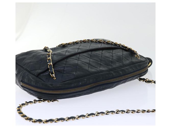 CHANEL Borsa a tracolla con catena Pelle di agnello Nero CC Auth bs7954 - vista 6