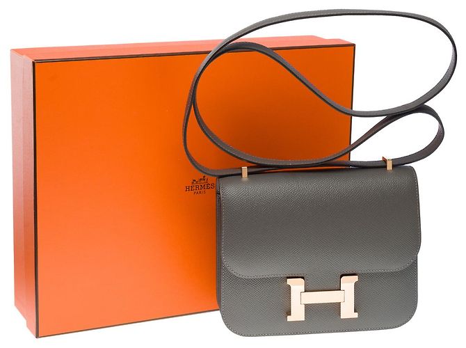 Hermès Sac HERMES Constance en Cuir Gris - 101426 - vue 2
