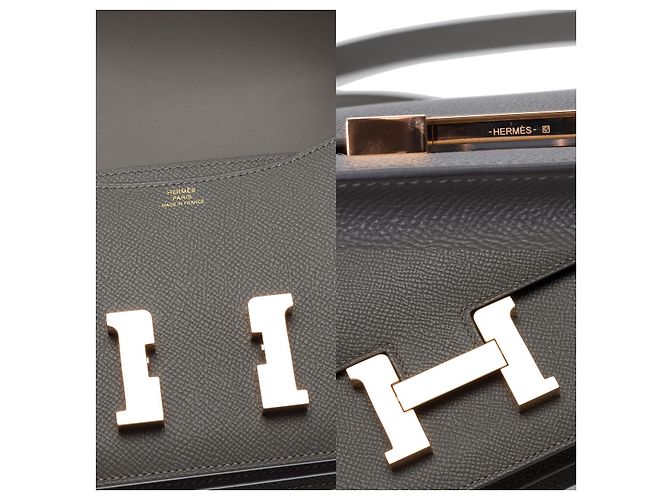 Hermès Sac HERMES Constance en Cuir Gris - 101426 - vue 6