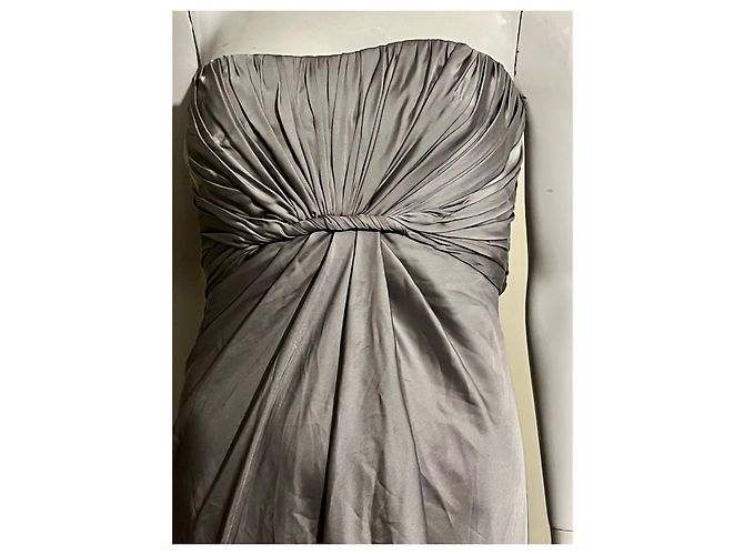 Autre Marque Silbergraues trägerloses Abendkleid von Monique Lhullier - Ansicht 2