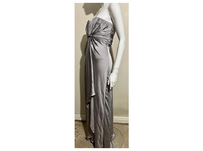 Autre Marque Silbergraues trägerloses Abendkleid von Monique Lhullier - Ansicht 3