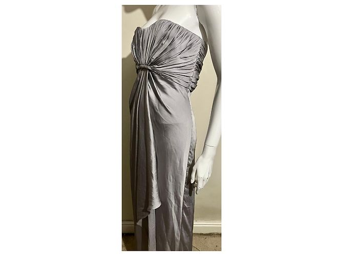 Autre Marque Silbergraues trägerloses Abendkleid von Monique Lhullier - Ansicht 4