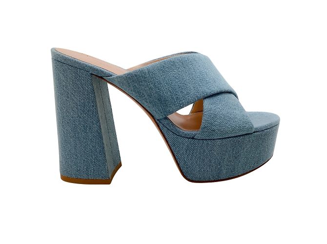Sabot con plateau Sheridan in denim Stonewash Gianvito Rossi - vista 2