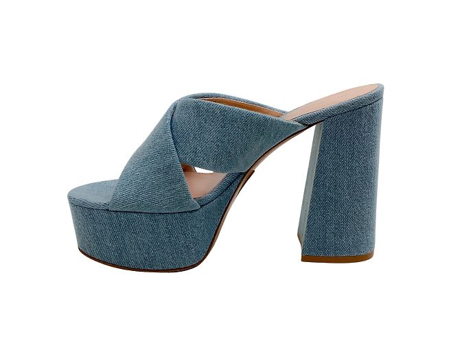 Sabot con plateau Sheridan in denim Stonewash Gianvito Rossi - vista 3