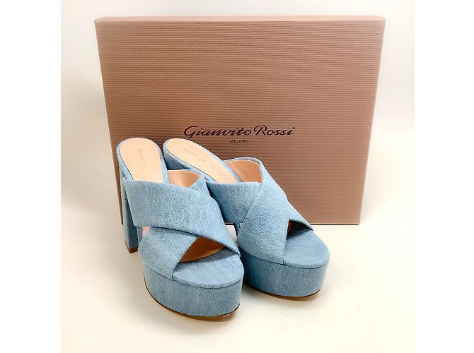 Sabot con plateau Sheridan in denim Stonewash Gianvito Rossi - vista 6