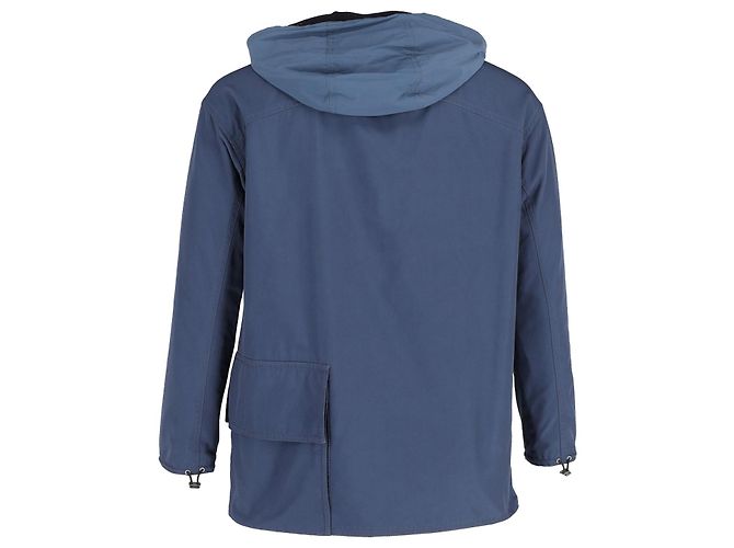 Hermès Giacca impermeabile Hermes con cappuccio in cotone Blu Petrolio - vista 3