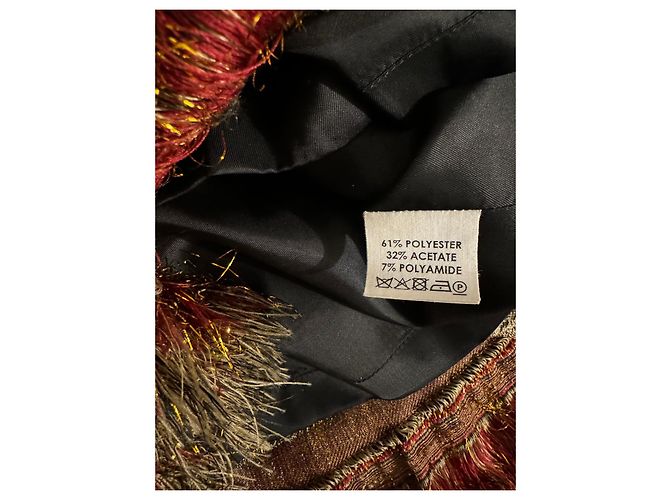 Top de brocado burdeos y dorado con flecos Dries Van Noten Negro - vista 5