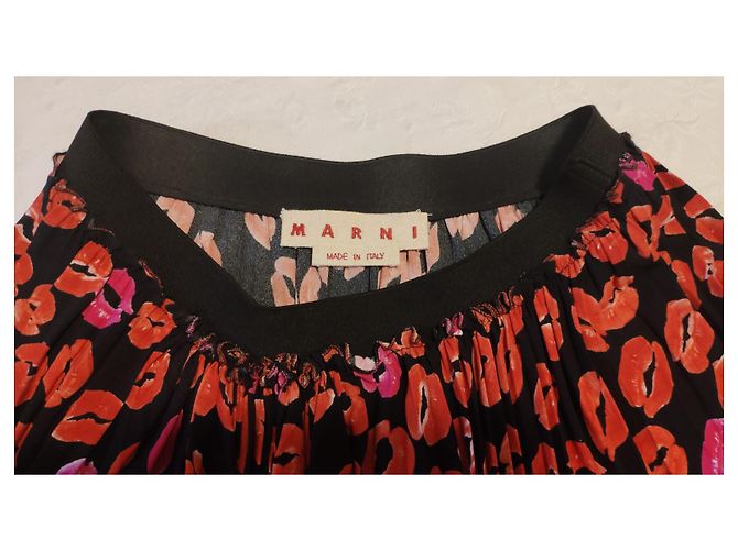 FALDA LARGA MARNI DE VISCOSA . Negro Blanco Roja - vista 2