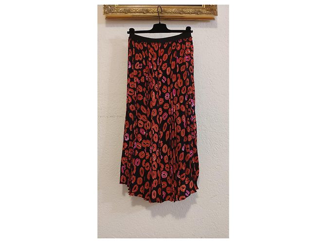 FALDA LARGA MARNI DE VISCOSA . Negro Blanco Roja - vista 3
