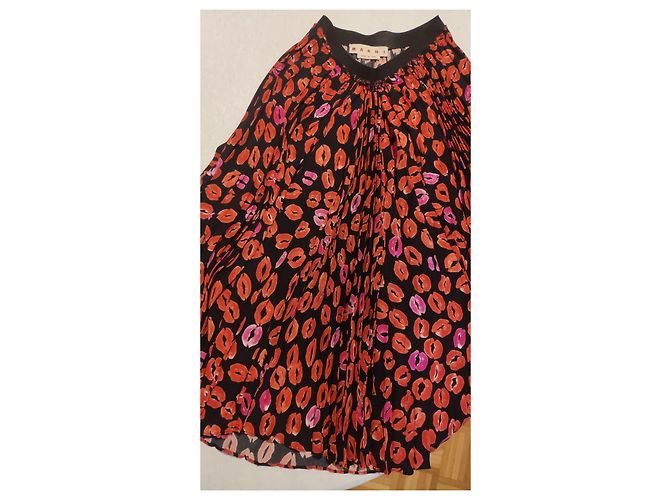 FALDA LARGA MARNI DE VISCOSA . Negro Blanco Roja - vista 5