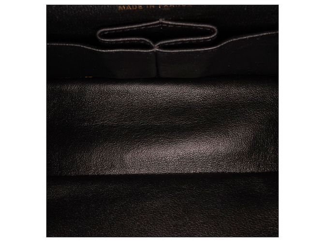 Pelle di agnello goffrata coccodrillo nera media Chanel 2.55 Borsa con patta foderata ristampa Nero D'oro - vista 6