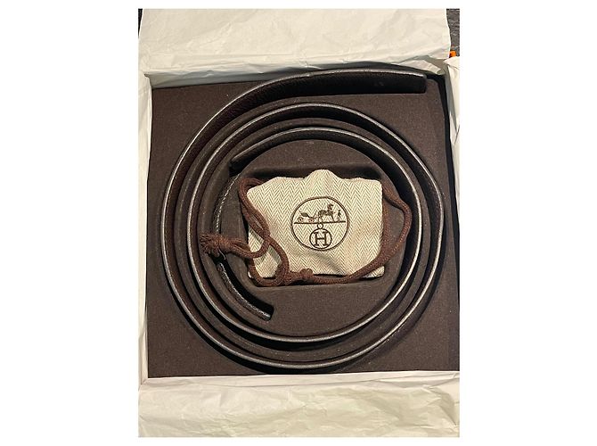 Hermès H Gürtel aus schwarzem Leder 90 cm - Ansicht 8