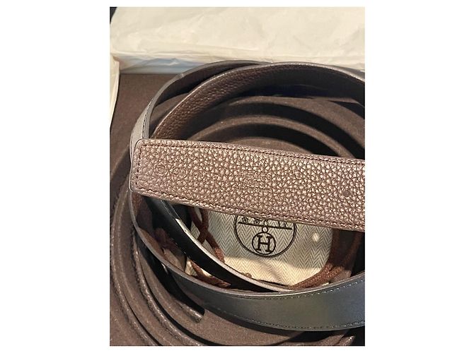 Hermès H Gürtel aus schwarzem Leder 90 cm - Ansicht 9