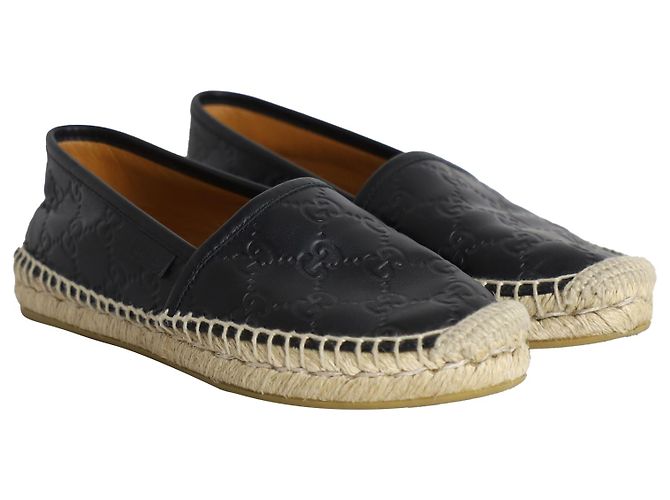 Espadrillas Gucci Guccissima Signature in pelle nera Nero - vista 3