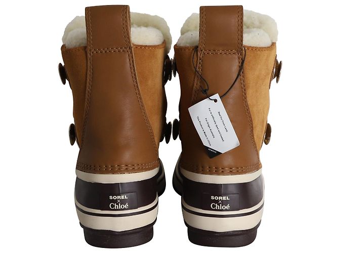 Chloé Botas de caminhada Chloe X Sorel em camurça marrom e couro de bezerro - vista 5