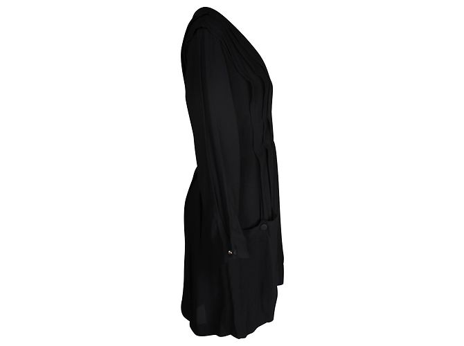 Sandro Paris Minivestido Milene de crepé plisado de viscosa negra Negro - vista 2
